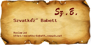 Szvatkó Babett névjegykártya
