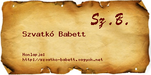 Szvatkó Babett névjegykártya